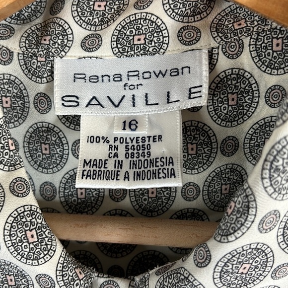 RENA Rowan for Saville Geometric Short Sleeve Shirt Hidden Buttons Size 16 - Picture 8 of 11